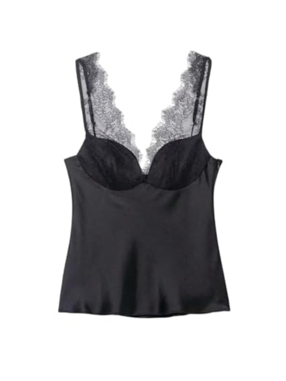Satin Lace Camisole Sweetheart Neckline Sleeveless Backless Date Night Cami